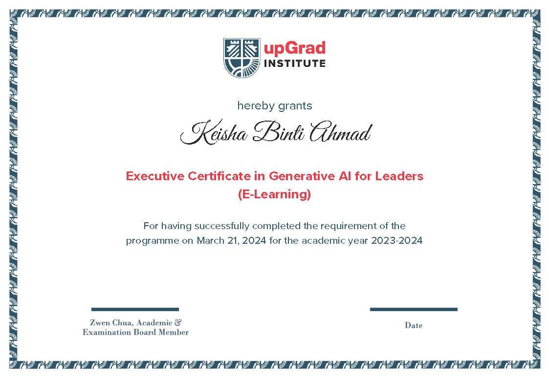 Executive Certificate in Generative AI for Leaders (E-Learning)